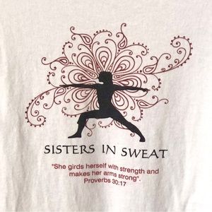 Sisters In Sweat Anvil Women’s White Cotton Athletic Workout T-shirt Size M